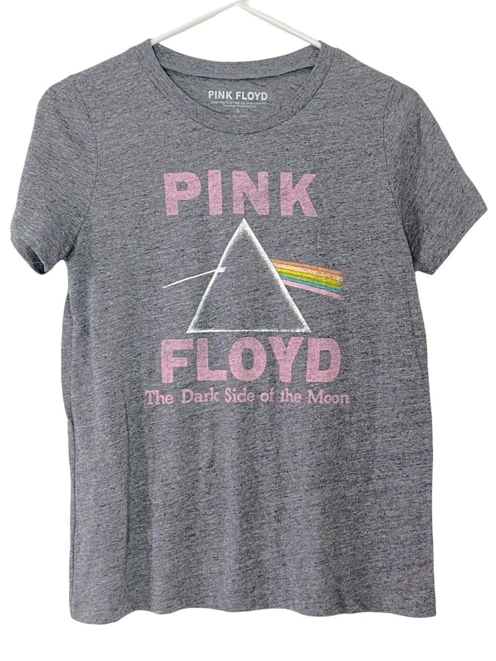 Pink Floyd Band Tee Tshirt Womens Size Small Dark Side Of The Moon Gray Pink SS
